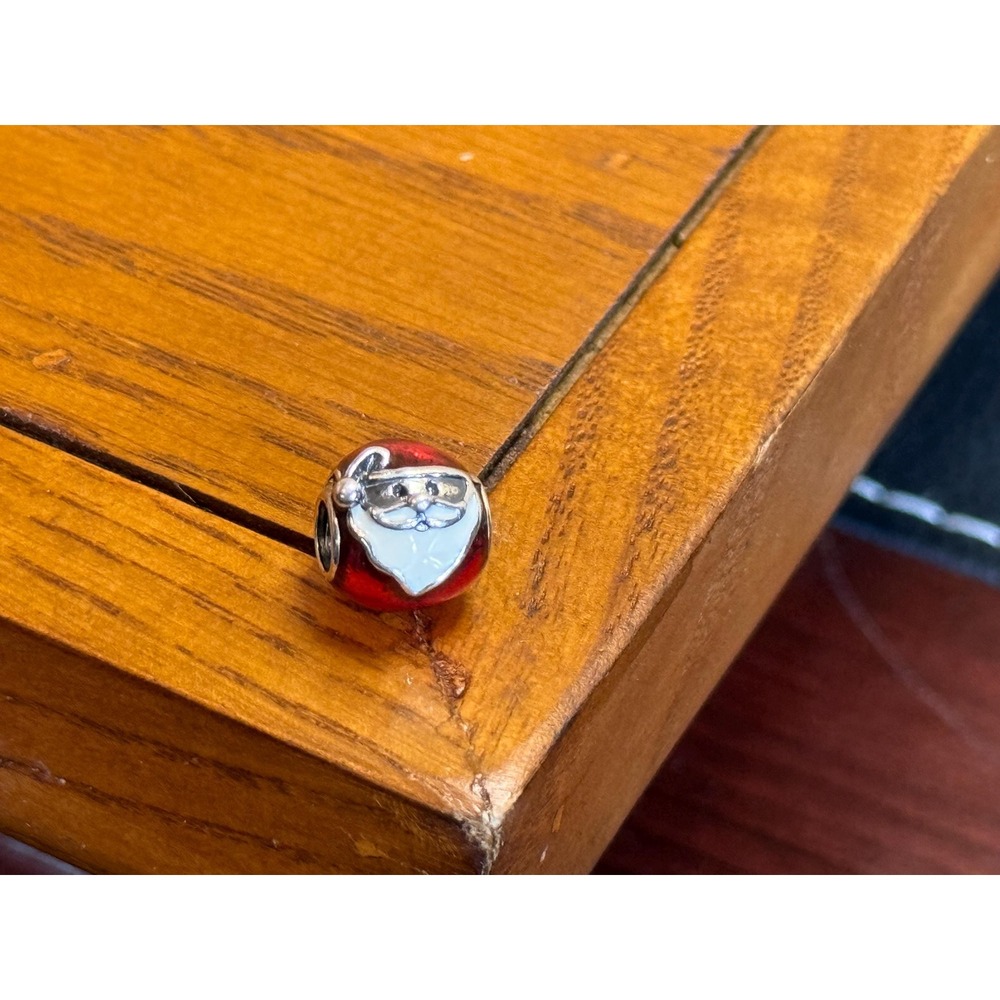 Authentic Pandora Jolly Santa Sterling Silver Red Enamel Charm